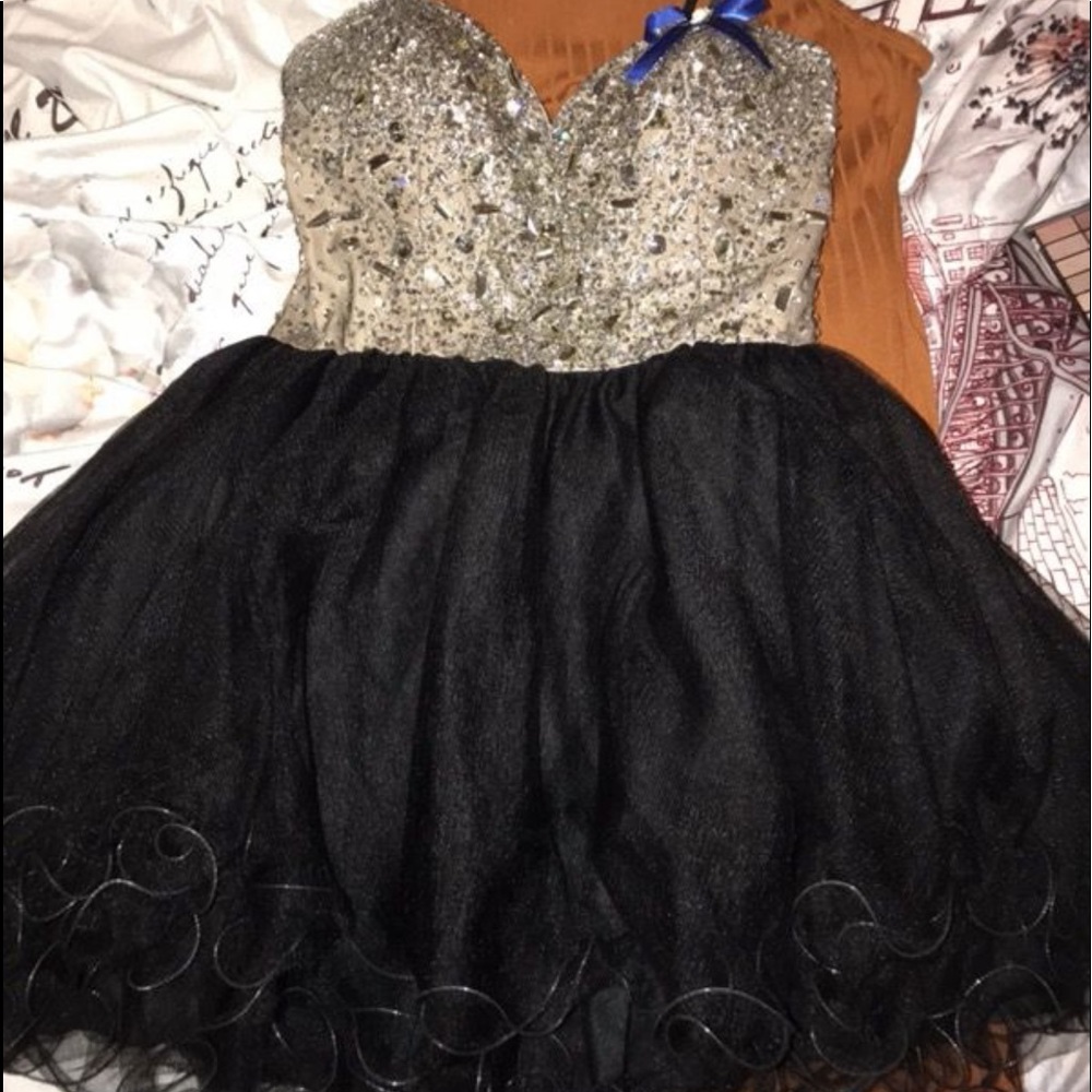 Black and nude with rhinestone dress